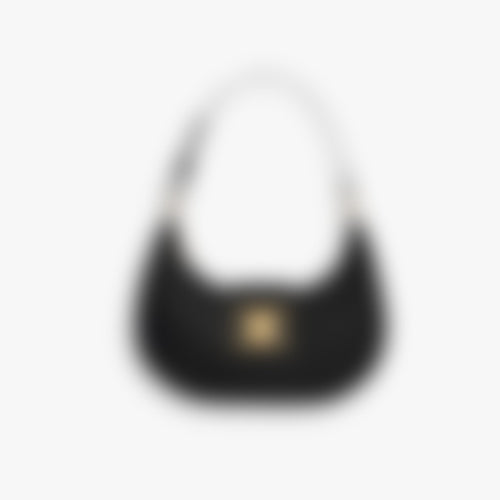 Arc Clasp Shoulder 24 – Black Leather | Silver Hardware