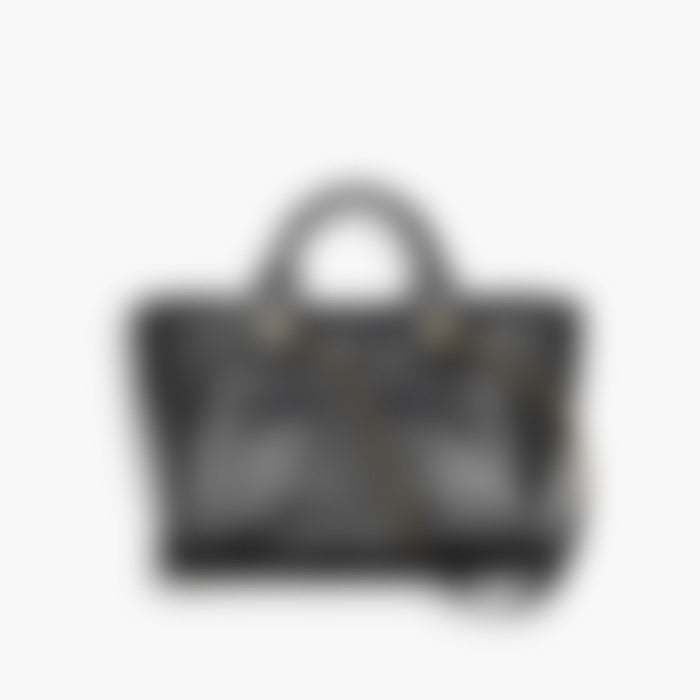 Beach Tote 31 – Black Leather | Silver Hardware