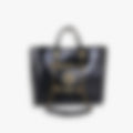 Beach Tote 38 – Black Leather | Silver Hardware