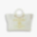 Beach Tote 38 – White Leather | Gold Hardware