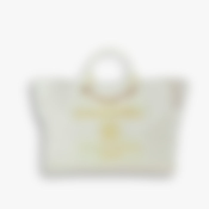 Beach Tote 38 – White Leather | Gold Hardware