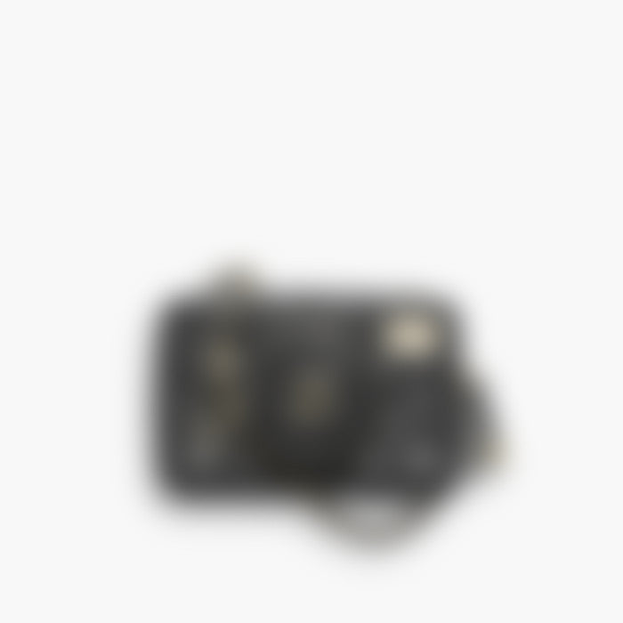 Boxy Crossbody 18 – Black Leather | Silver Hardware