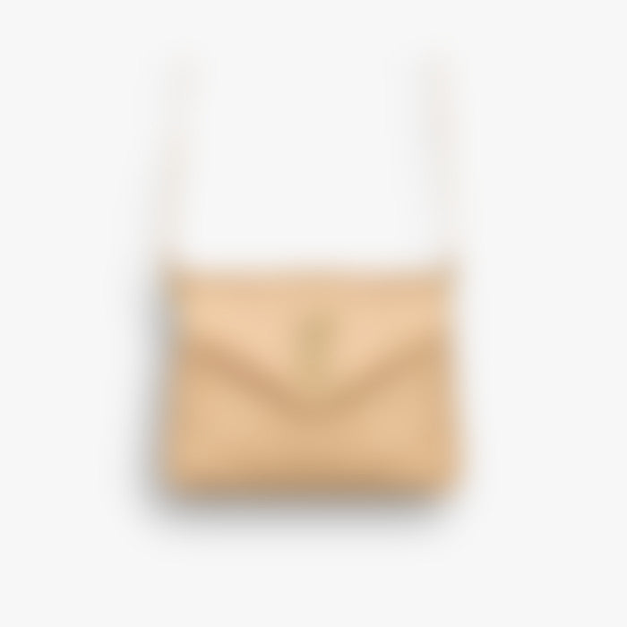 Chevron Chain Flap 20 – Beige Leather | Gold Hardware