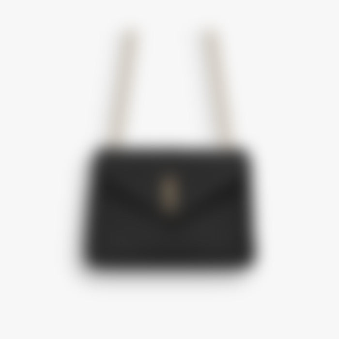 Chevron Chain Flap 20 – Black Leather | Silver Hardware