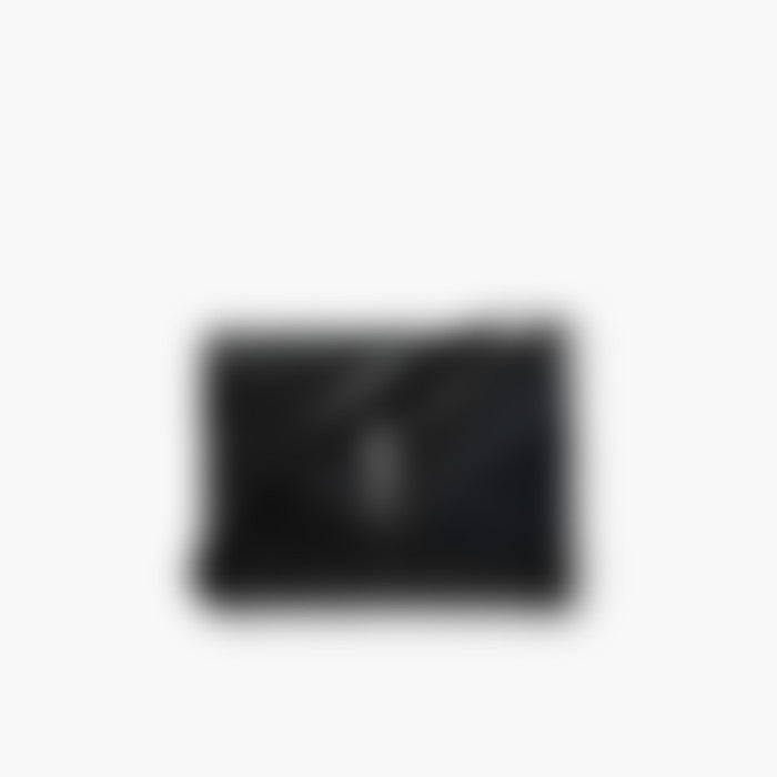 Chevron Chain Flap 20 – Black Leather | Silver Hardware