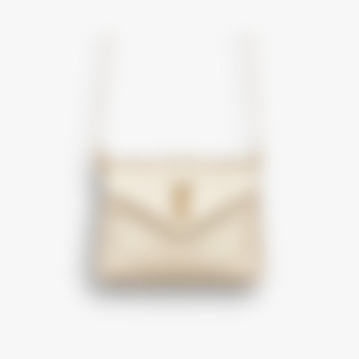 Chevron Chain Flap 20 – White Leather | Gold Hardware
