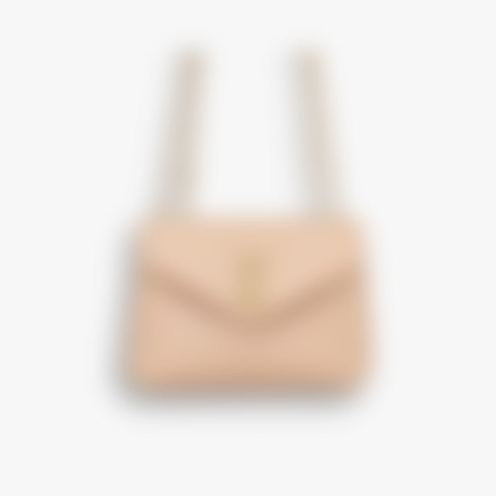 Chevron Chain Flap 25 – Beige Leather | Gold Hardware
