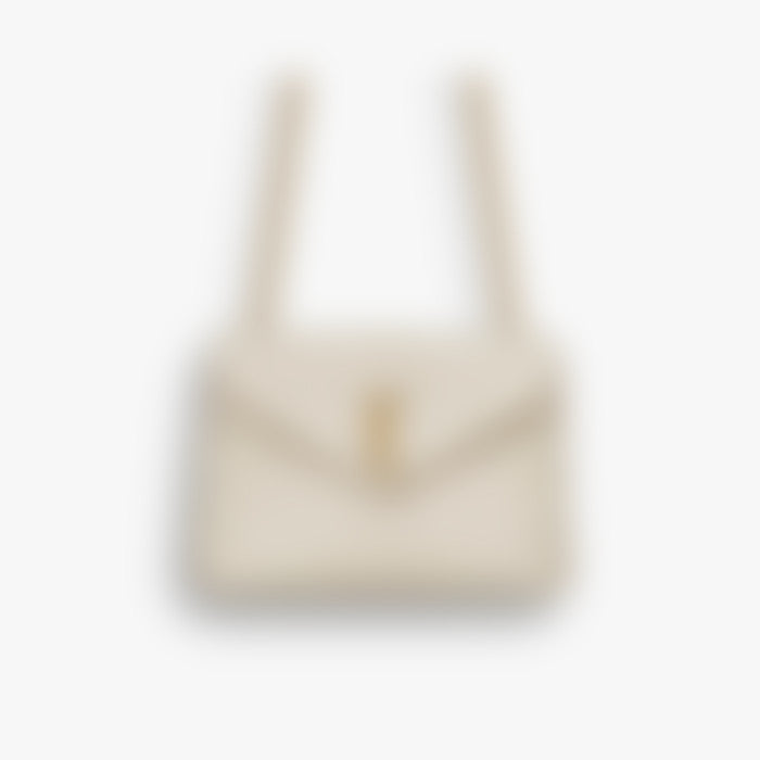 Chevron Chain Flap 25 – White Leather | Gold Hardware