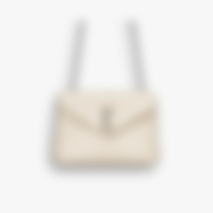 Chevron Chain Flap 25 – White Leather | Gold Hardware