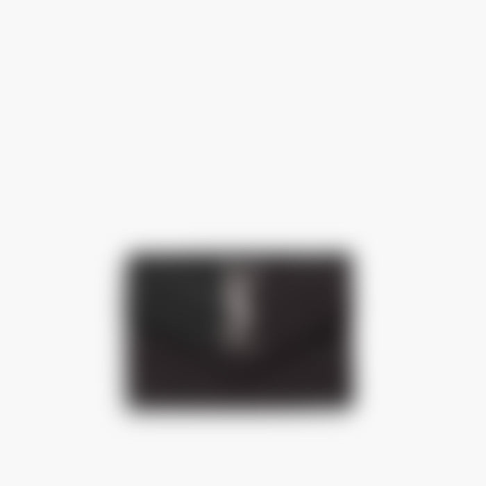 Compact Wallet – Black Leather | Silver Hardware
