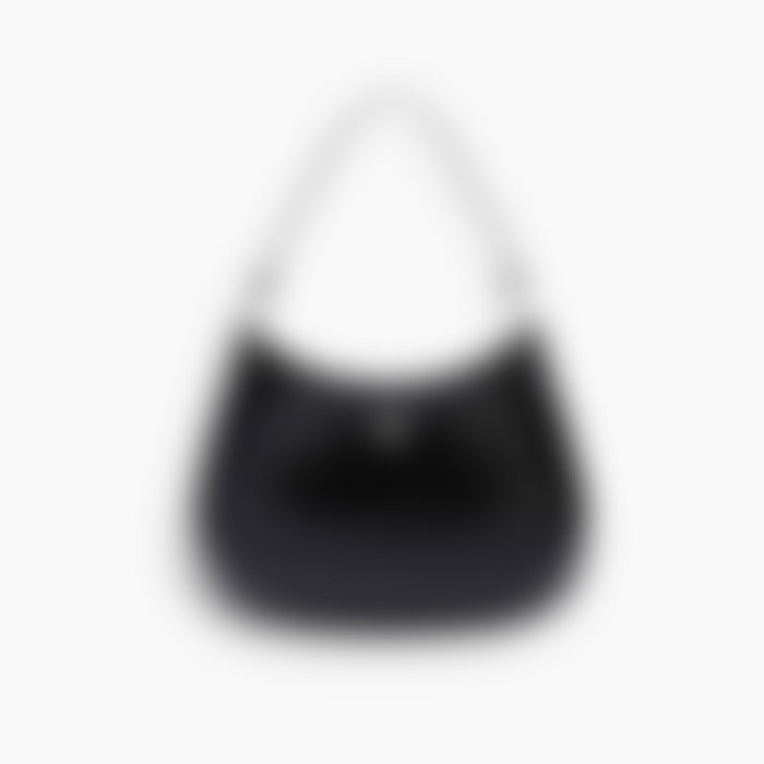 Curved Shoulder 27 – Black Leather | Silver Hardware
