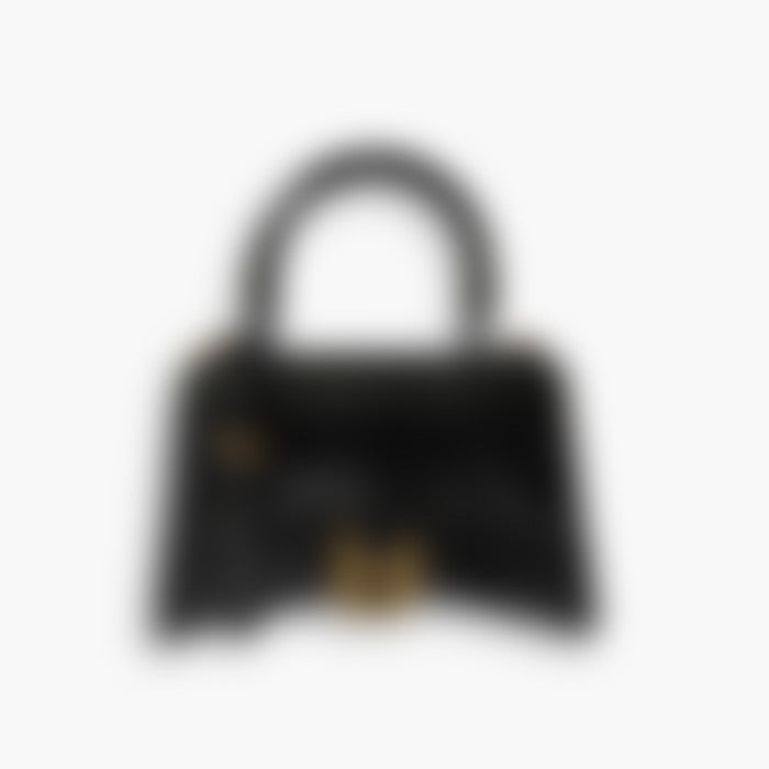 Curved Top Handle 23 – Black Leather | Silver Hardware