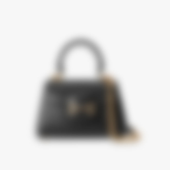 Horsebit Shoulder 22 – Black Leather | Silver Hardware