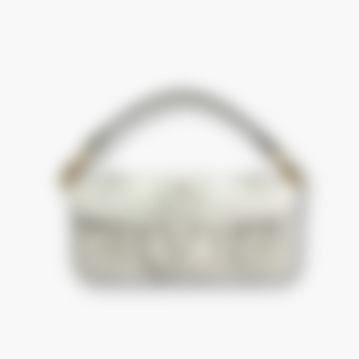 Logo Clutch 26 – White Leather | Gold Hardware