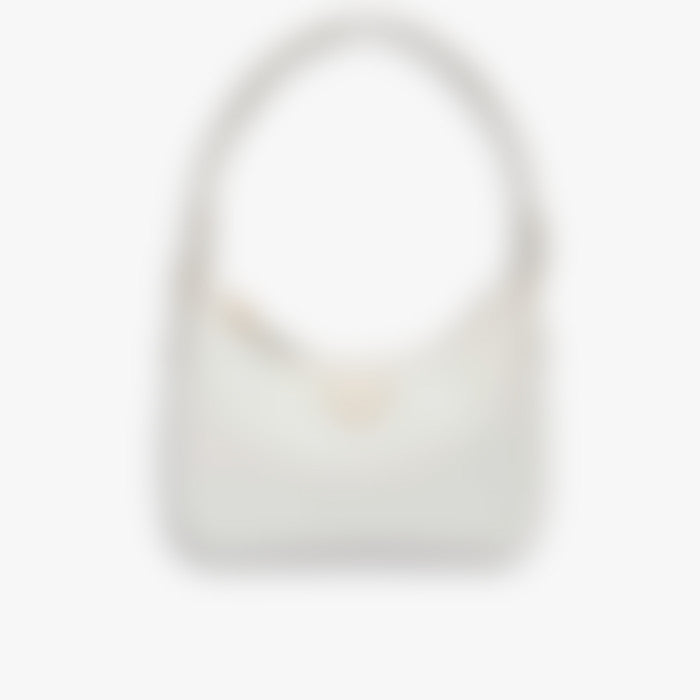 Nylon Hobo Mini 22 – White Leather | Gold Hardware