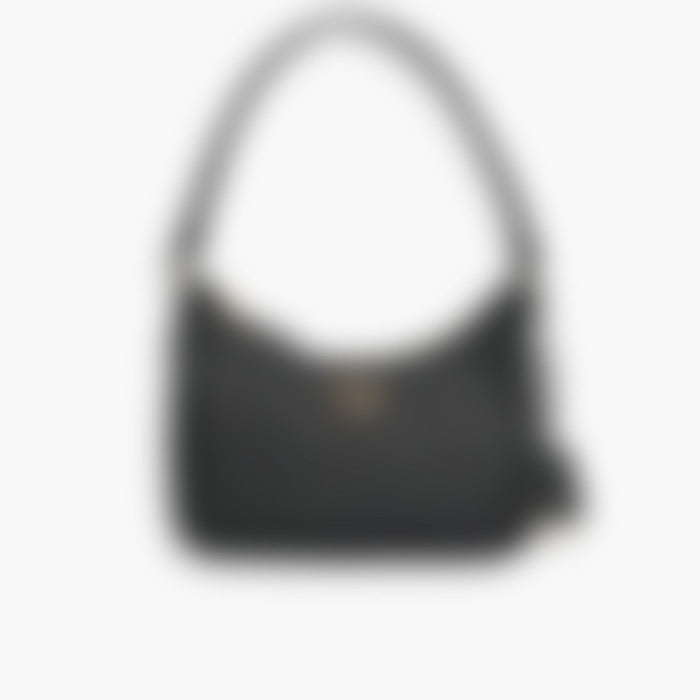 Nylon Hobo Mini Mini – Black Leather | Silver Hardware