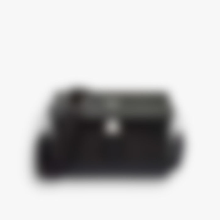 Nylon Shoulder 20 – Black Leather | Silver Hardware