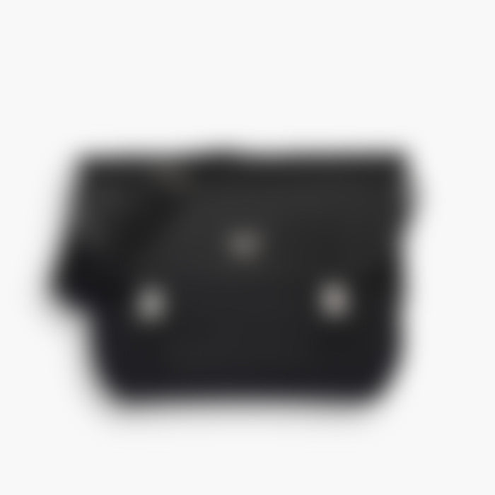 Nylon Shoulder 34 – Black Leather | Silver Hardware