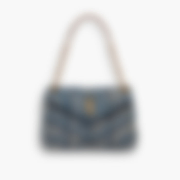 Puffer Flap 28 – Denim Leather | Signature Hardware