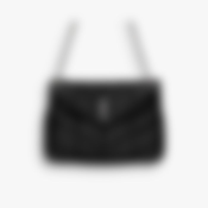 Puffer Flap 35 – Black Leather | Silver Hardware