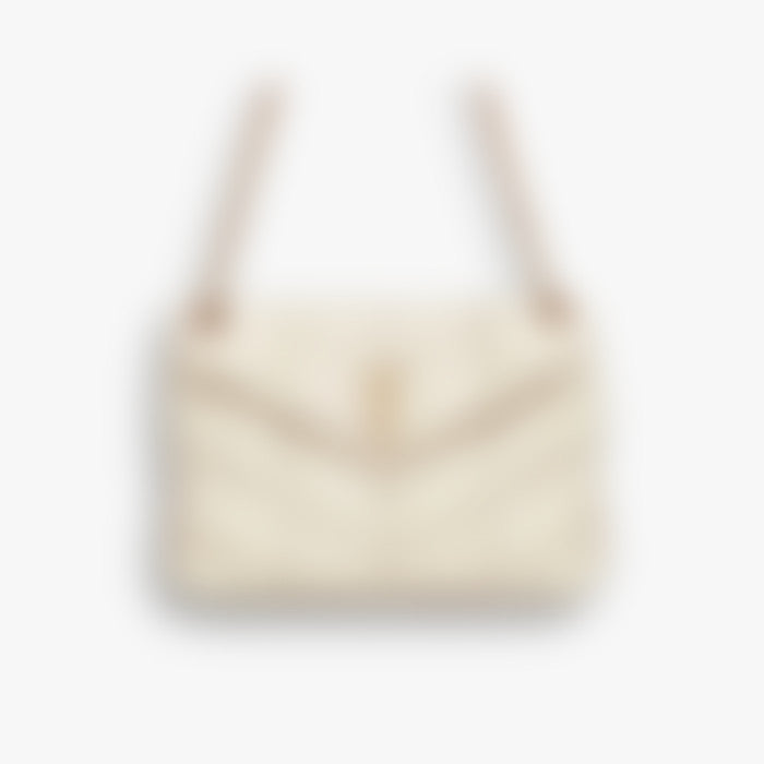 Puffer Flap 35 – White Leather | Gold Hardware