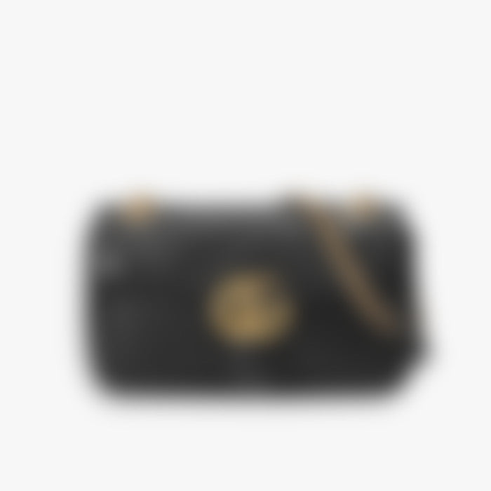 Quilted Chain Shoulder 26 – Black Leather | Silver Hardware