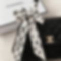 Silk Scarf 120 – Black Leather | Silver Hardware