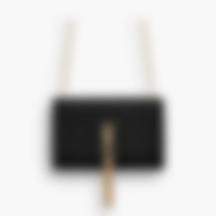 Tassel Chain Clutch 24 – Black Leather | Silver Hardware