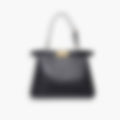 Twin Compartment Top Handle 33 – Black Leather | Silver Hardware